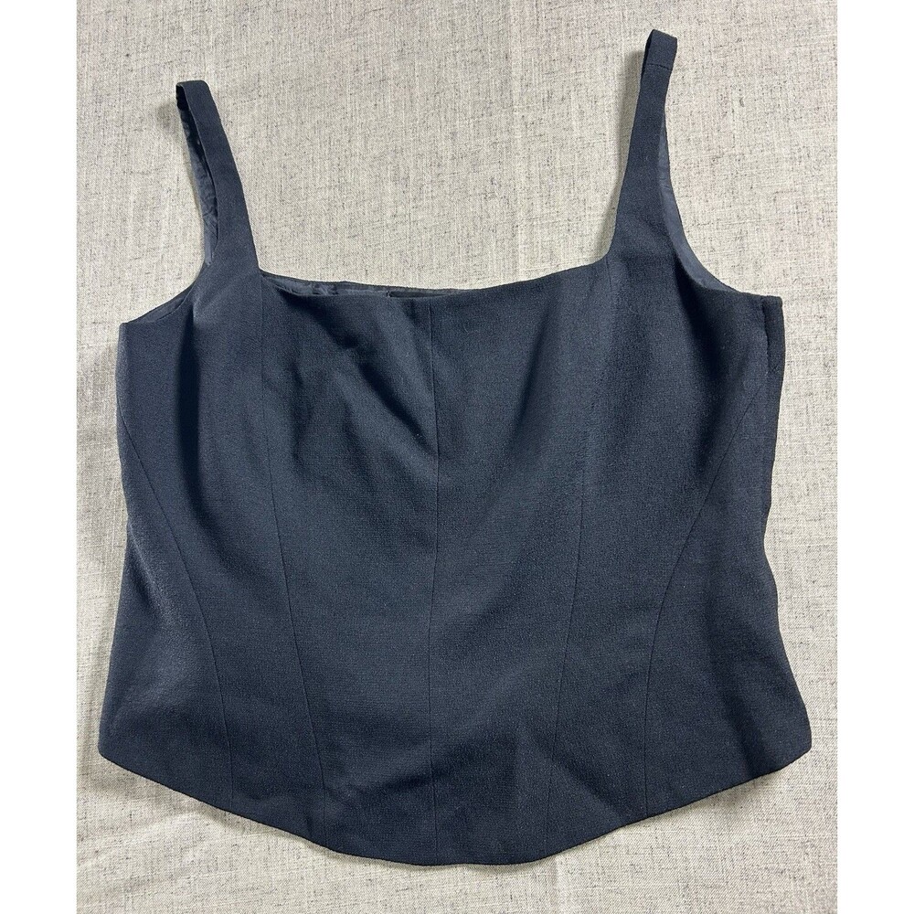 NWT Vintage Ellen Tracy 100% Wool Black Corset Top 90s Minimalist Luxury Bustier